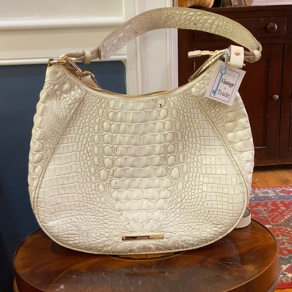 Brahmin Cream Crocodile-Embossed Hobo Bag - Picture 1 of 4
